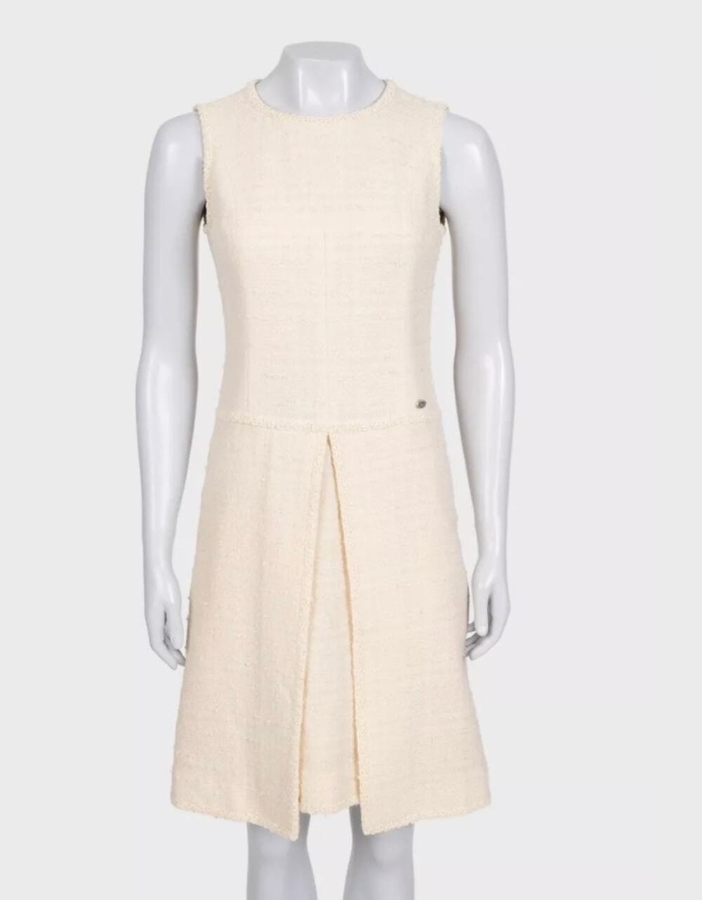Chanel Beige Tweed Sleeveless Dress - FR 36 / S